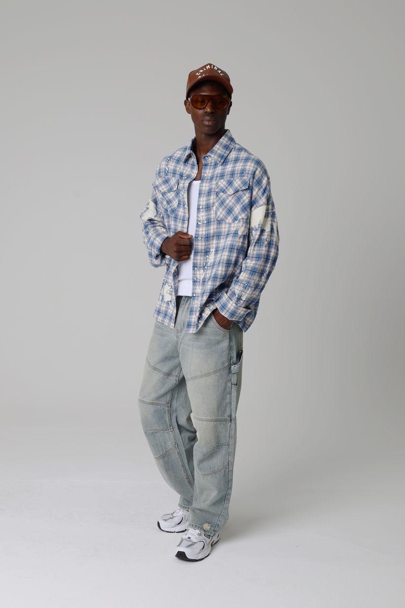 Criminal Damage Bleached Plaid Shirt