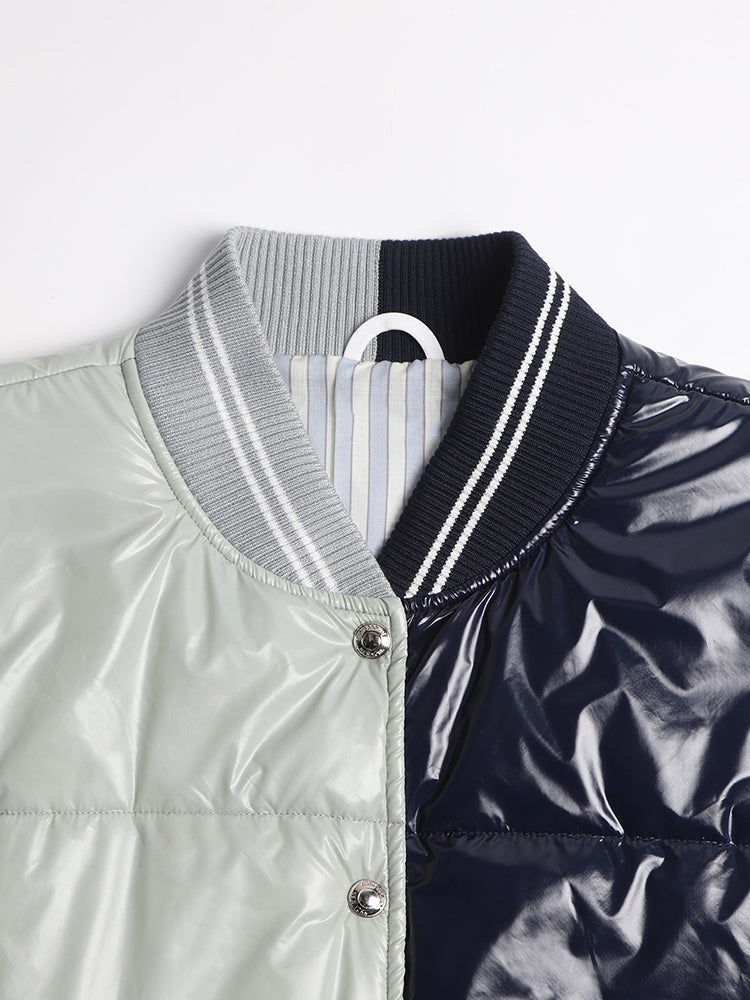 Unisex Shiny Colorblock Baseball Collar Vest