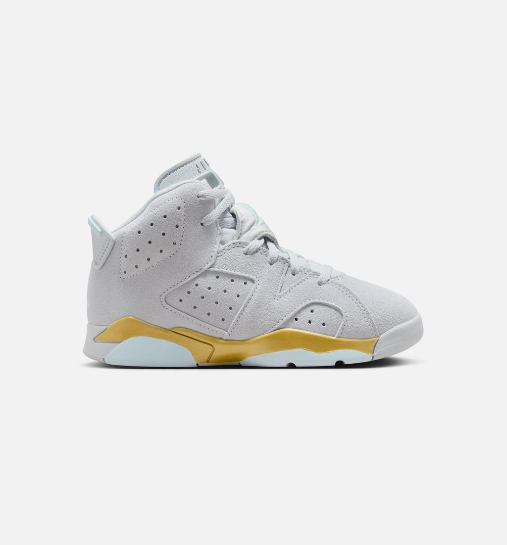 Air Jordan 6 Retro "Pearl" Little Kids' Shoe – Pure Platinum/Glacier Blue/Metallic Gold