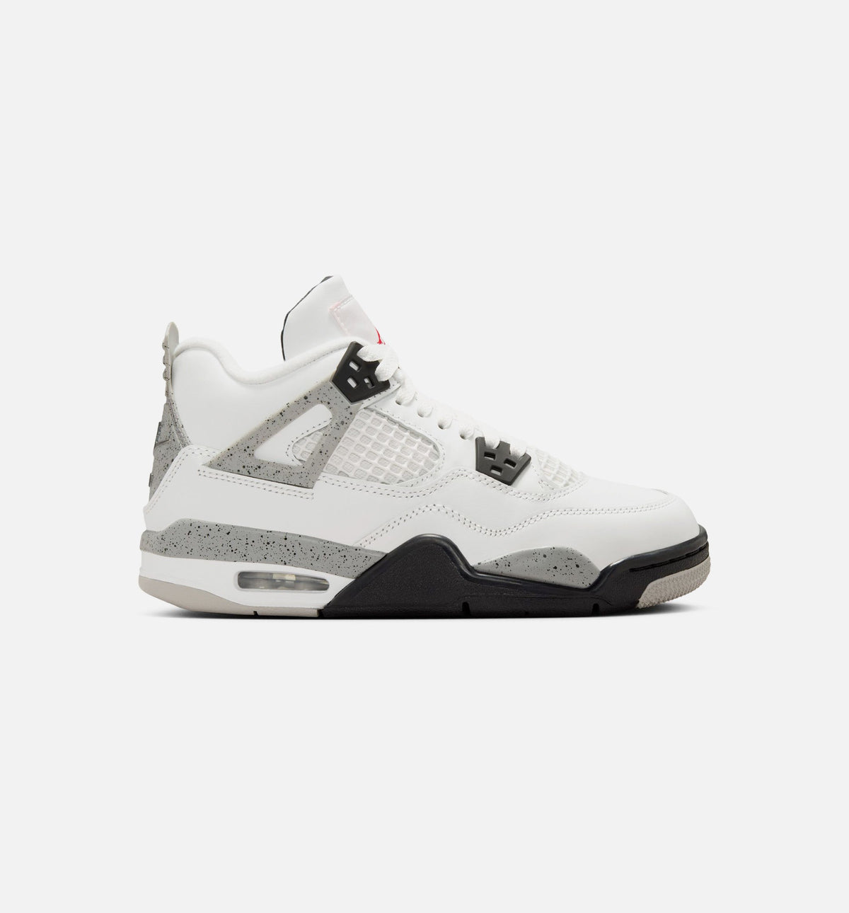 Air Jordan 4 Retro White Cement – Grade School Lifestyle Shoe in Summit White/Fire Red/Cement Grey/Black