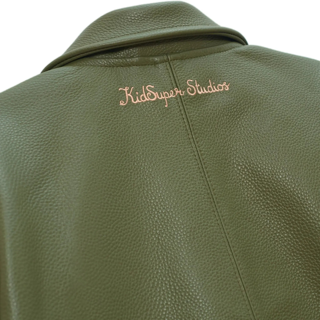 Kidsuper Patchwork Face Leather Varsity Jacket