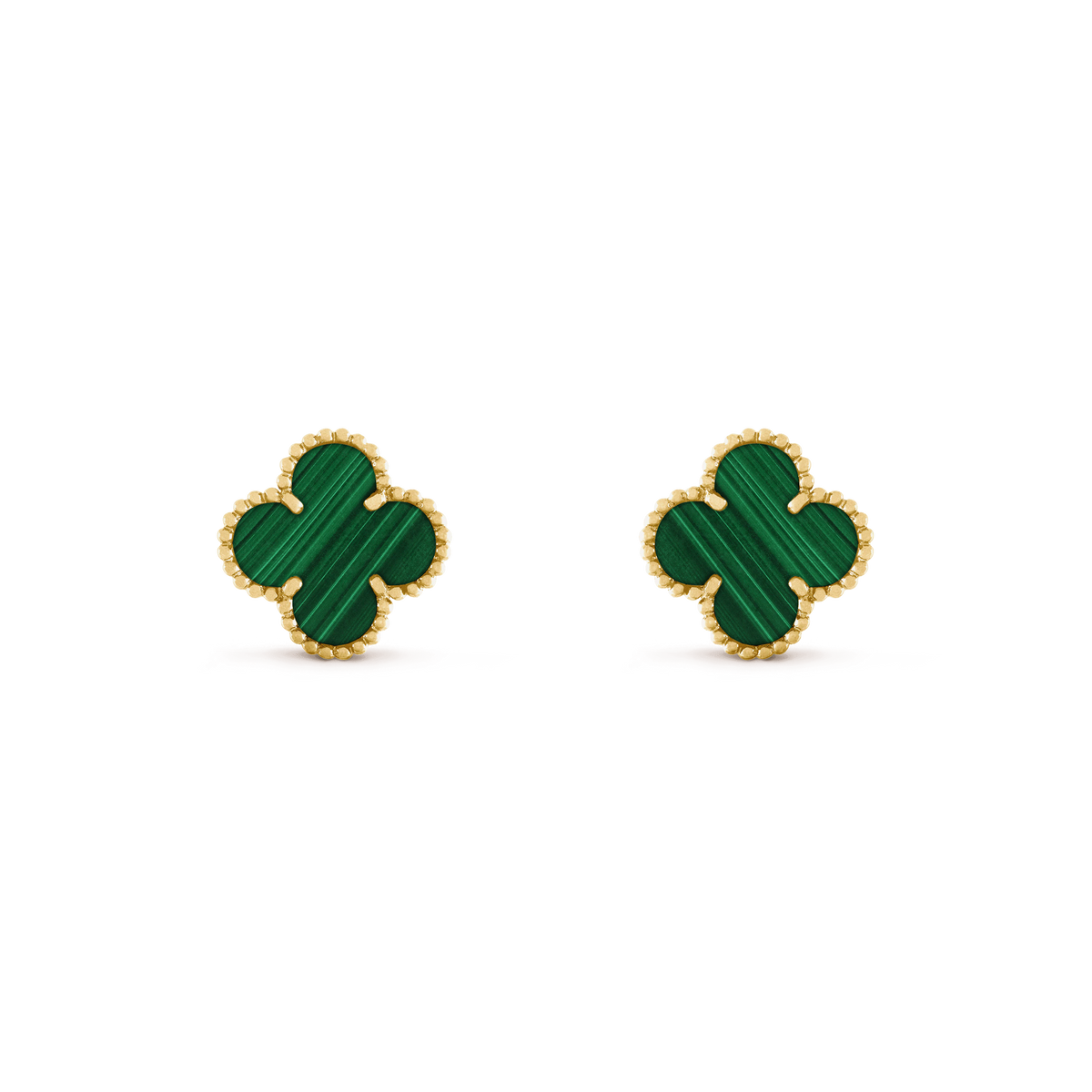 Van Cleef & Arpels CLOVER MEDIUM MALACHITE PINK GODL EARRINGS