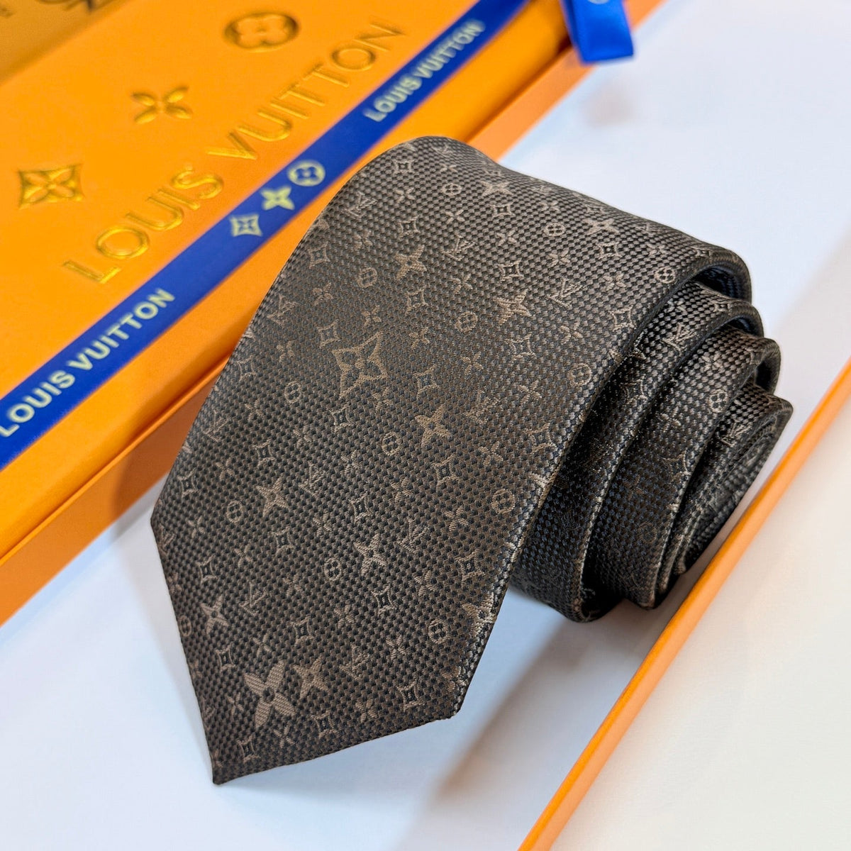 Louis Vuitton Style Men's Monogram Silk Tie