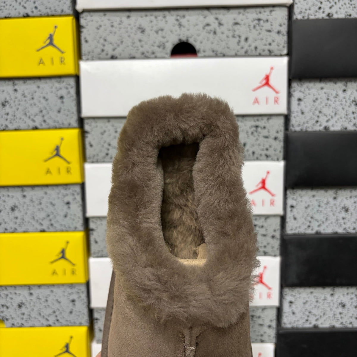 UGG Funkette Platform Clog – Women's Sherpa-Collar Suede Mule in Taupe