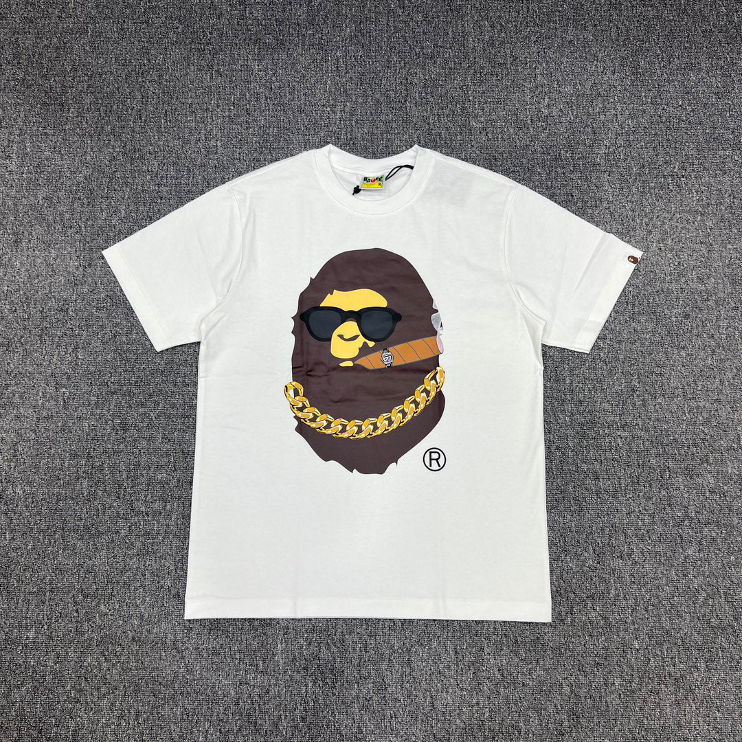 BAPE Los Angeles Exclusive Smoking Ape Head Cuban Chain Cigar OG Tee Oversized Unisex T-Shirt