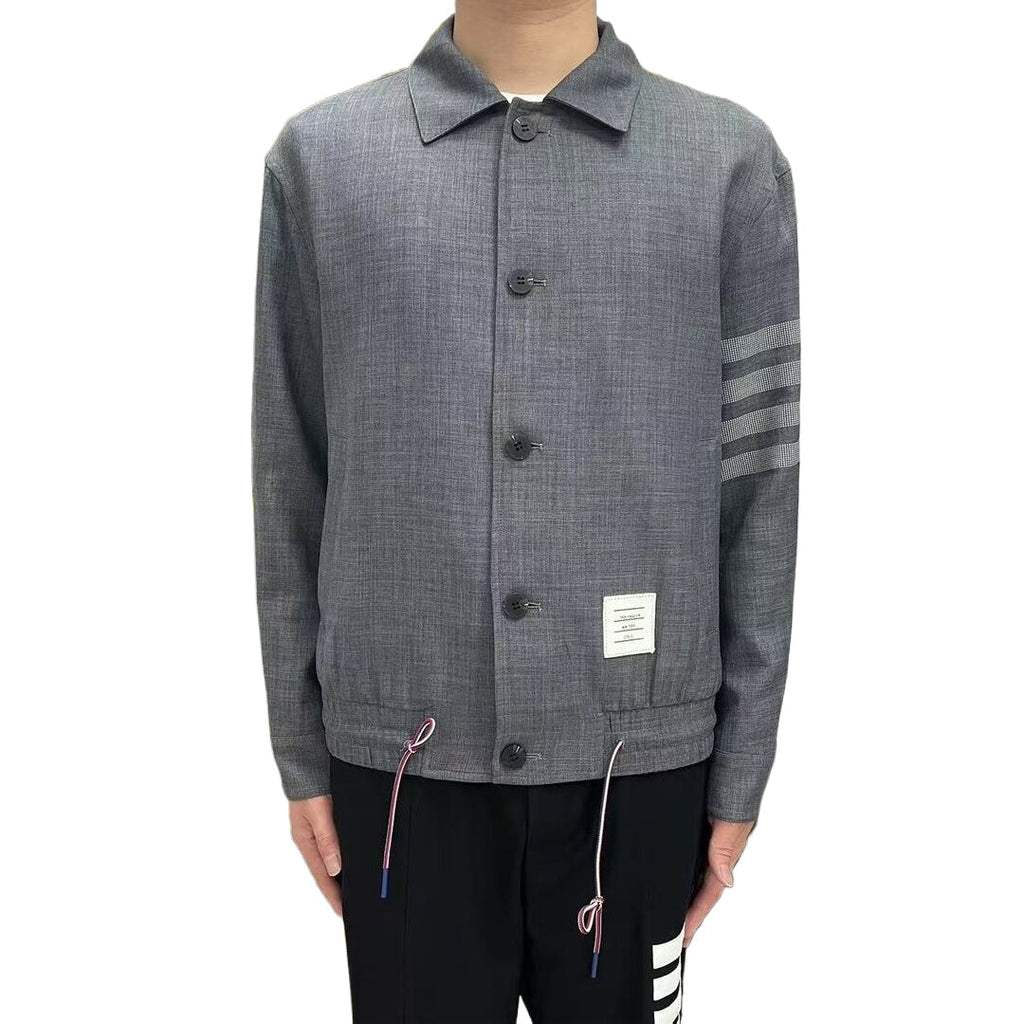 Men's 4 - Bar Casual Jacket with Signature Grosgrain Detail | Thom Browne