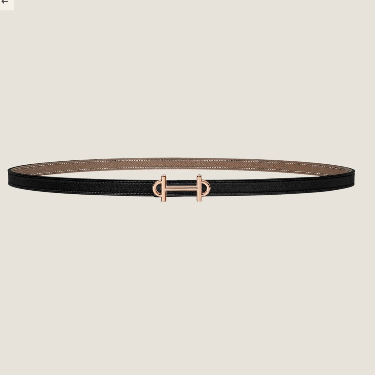 HERMES GAMMA BUCKLE & REVERSIBLE KHAKI BROWN AND BLACK LEATHER STRAP 13MM COPPER HARDWARE