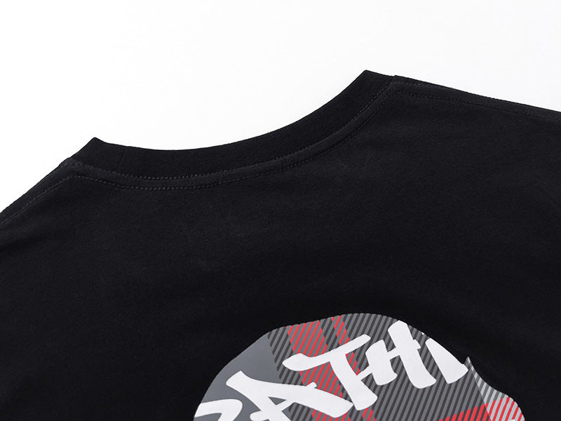 BAPE Red Stroke Camo Big Ape Head Men's T-Shirt - Black