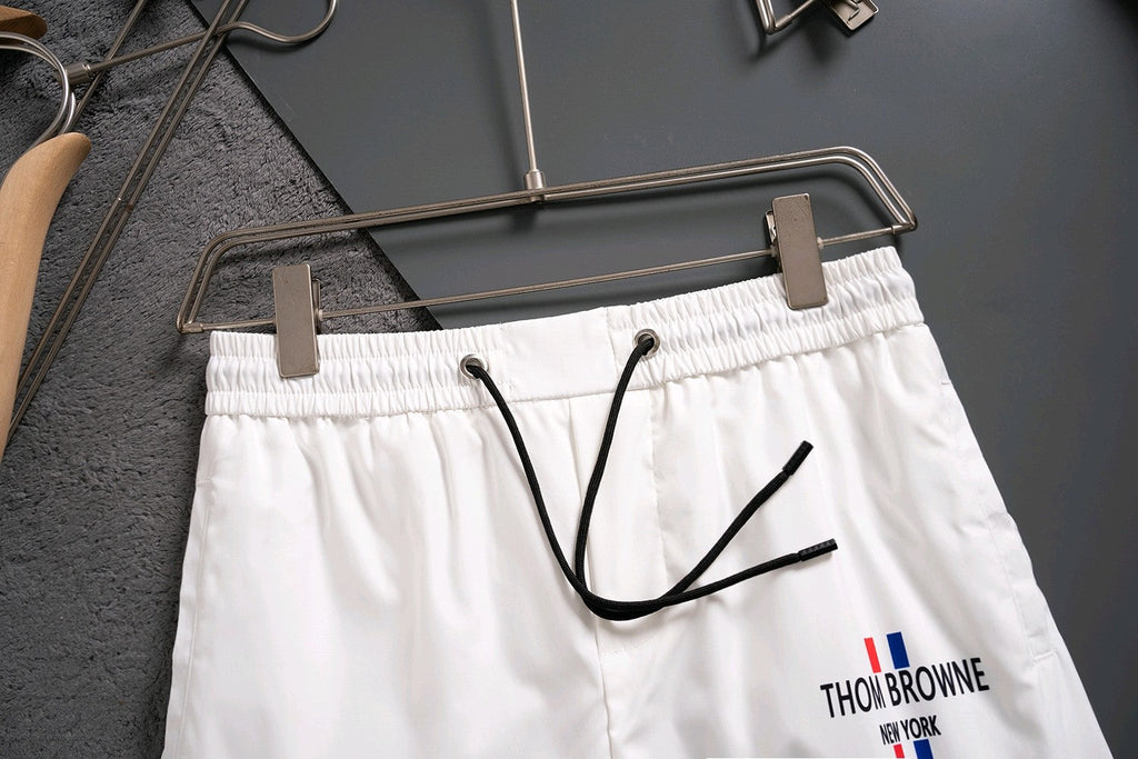 Thom Browne Style Four-Bar Stripe Woven Shorts