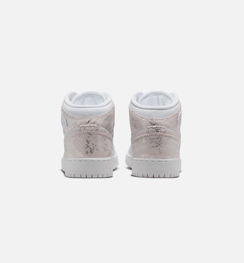 Air Jordan 1 Mid SE | Grade School Lifestyle Shoe | White/Field Silver