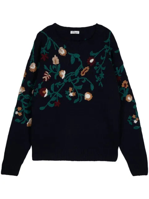 Leathersmith of London floral intarsia-knit jumper