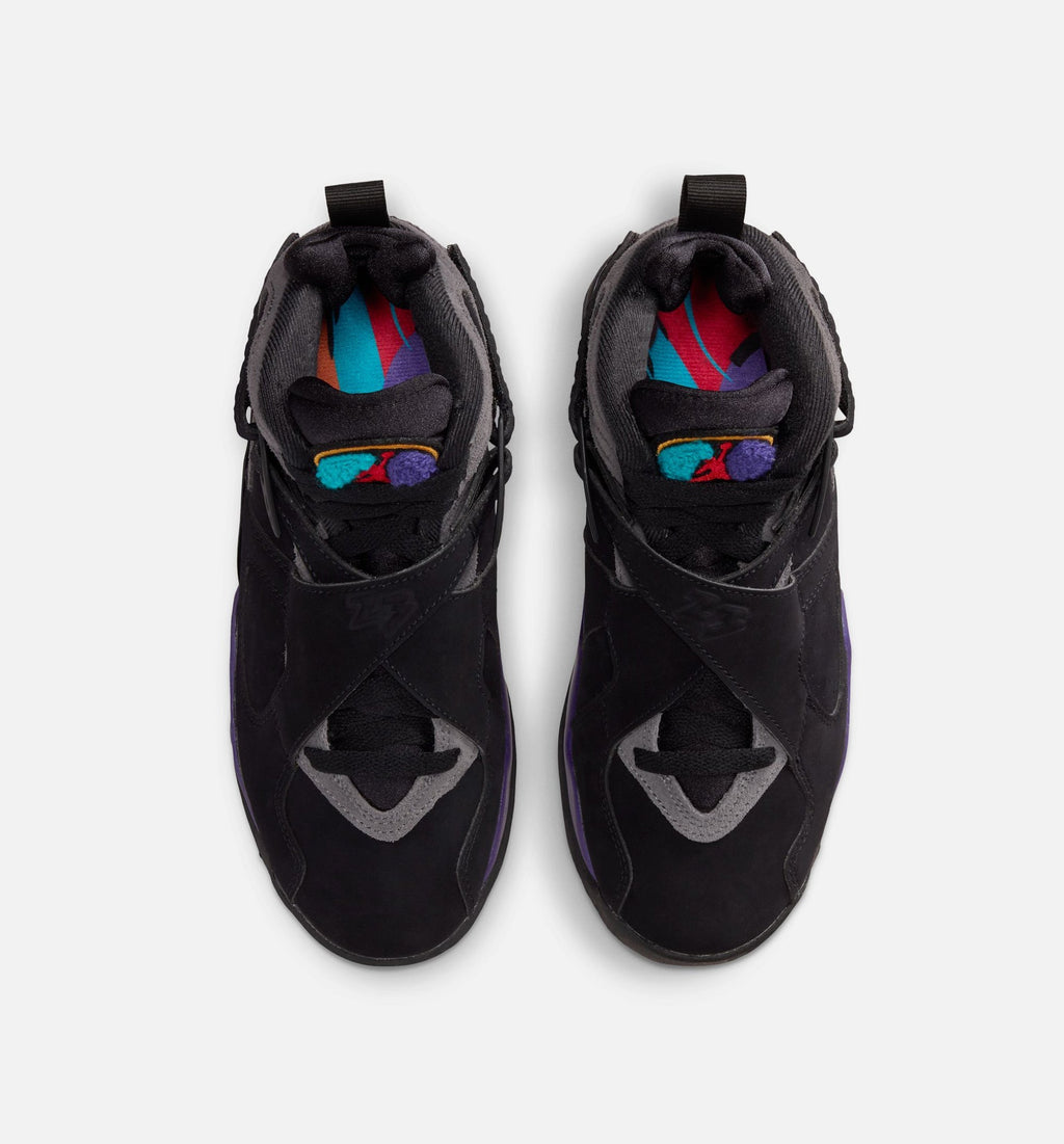 Air Jordan 8 Retro Aqua Grade School Lifestyle Shoes - Black/Multi-Color/Bright Concord