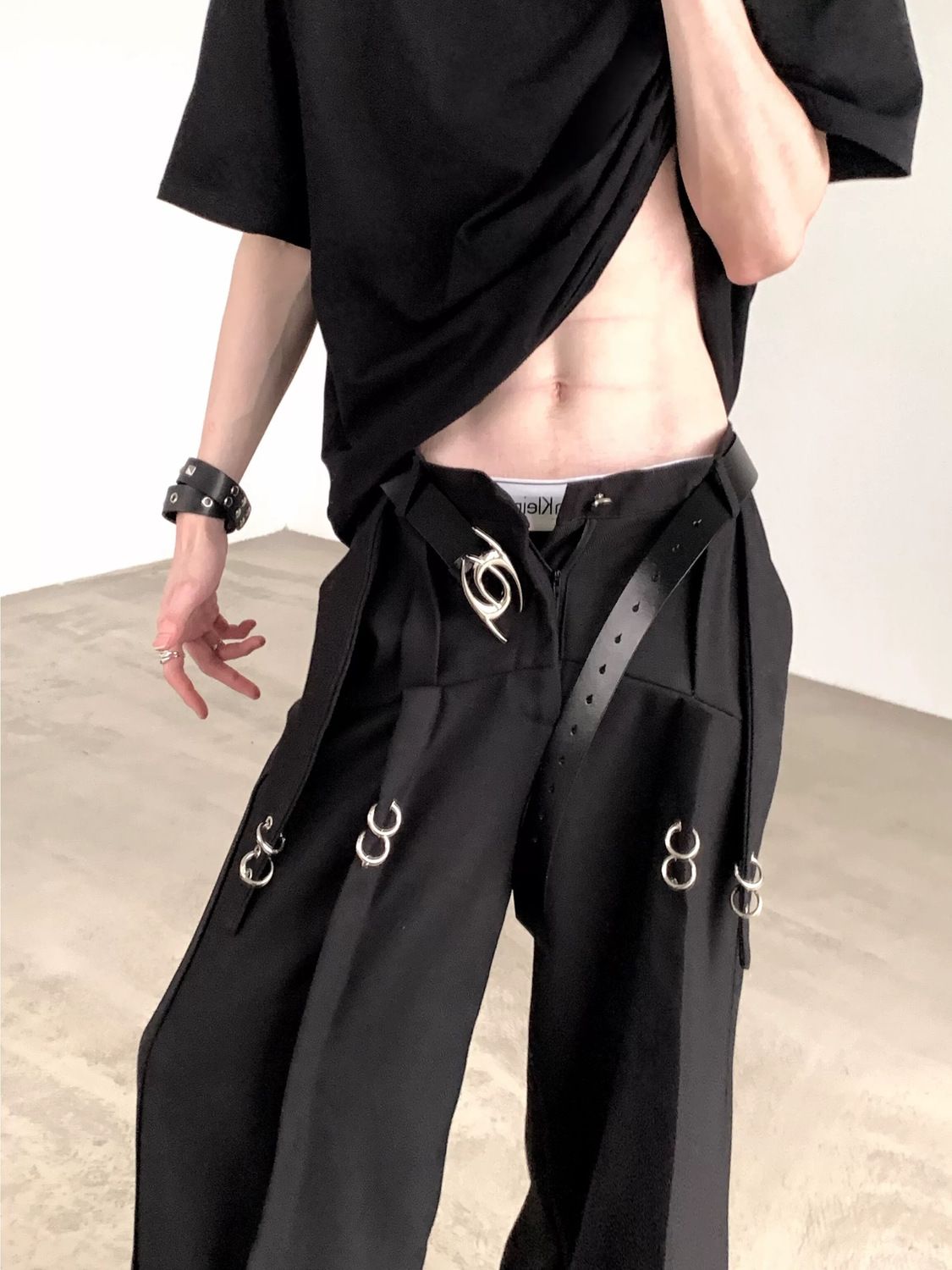 Akiyama Vortex Metal Buckle Leather Belt Punk Avant-Garde Waist Belt