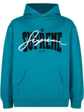 Supreme "SS 22 Dark Teal" chenille-embroidered hoodie