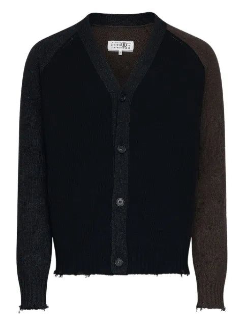 MM6 Maison Margiela color-block distressed cardigan