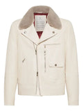 Brunello Cucinelli fur-collar leather jacket