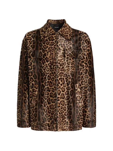 Dolce & Gabbana leopard-print pony shirt-style jacket