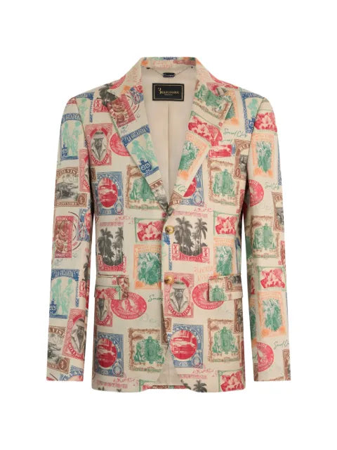 Billionaire printed linen blazer
