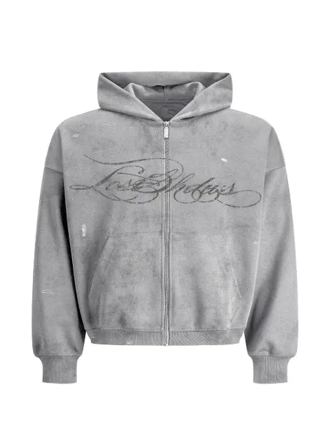 LOSTSHDWS distressed script hoodie