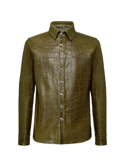 Billionaire nappa shirt jacket in crocodile leather