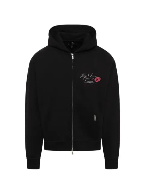 Represent logo-print zip-up hoodie