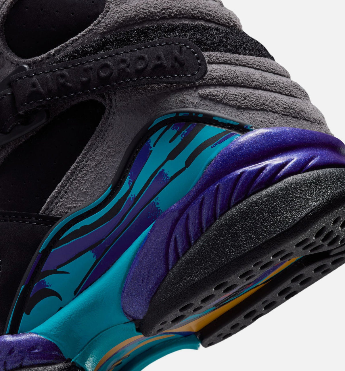 Air Jordan 8 Retro Aqua Big Kids' Sneakers - Black / Multi Color / Bright Concord