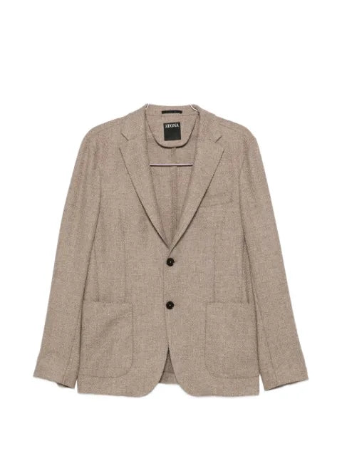 Zegna herringbone-pattern wool-blend jacket