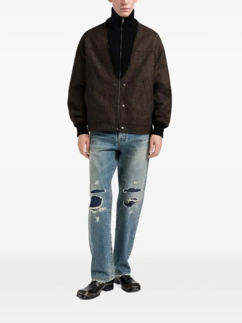 Maison Margiela herringbone-pattern zipped bomber jacket