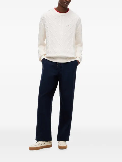 Tommy Hilfiger cable-knit logo-patch sweater