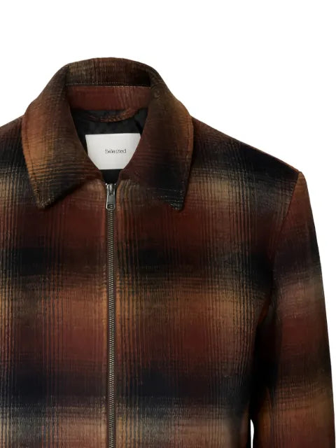 SELECTED check-pattern zip-up jacket