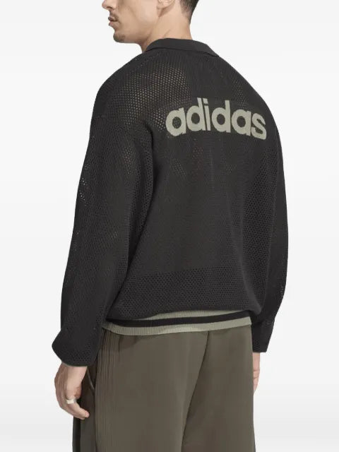adidas mesh-knit logo-print sweater