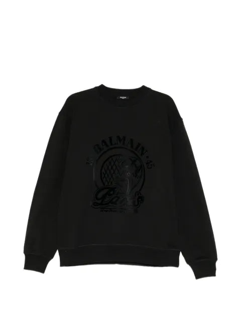 Balmain 1945quilted flock logo sweatshirt