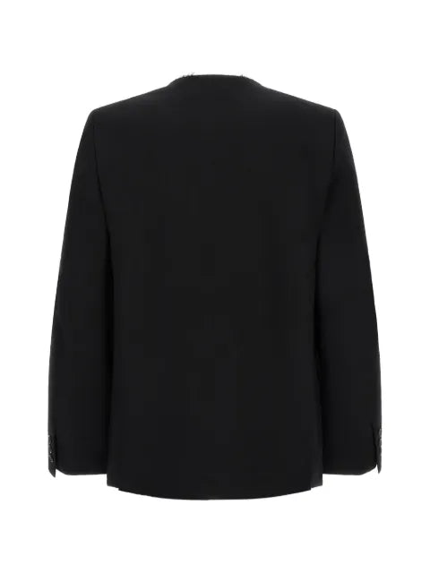 Black Comme Des Garçons raw-cut collarless blazer