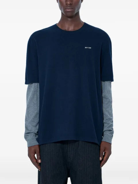 Miu Miu layered-sleeve logo-motif sweater