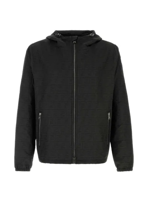 FENDI FF logo-jacquard hooded jacket