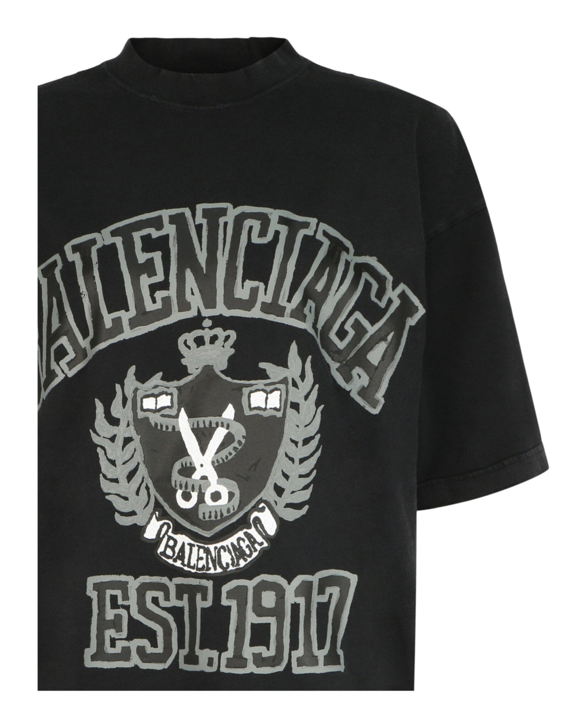 Balenciaga Womens Oversized College Logo T-Shirt