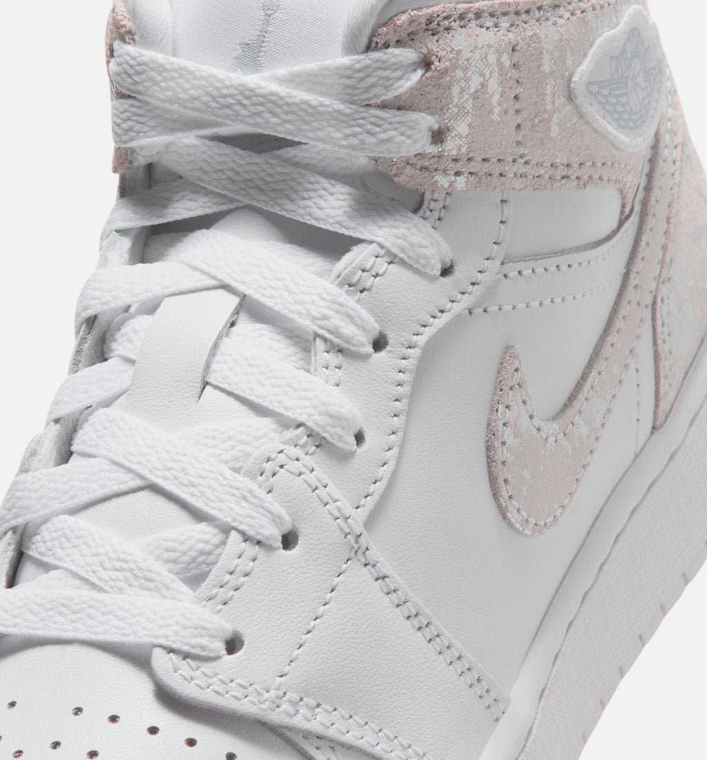 Air Jordan 1 Mid SE | Grade School Lifestyle Shoe | White/Field Silver