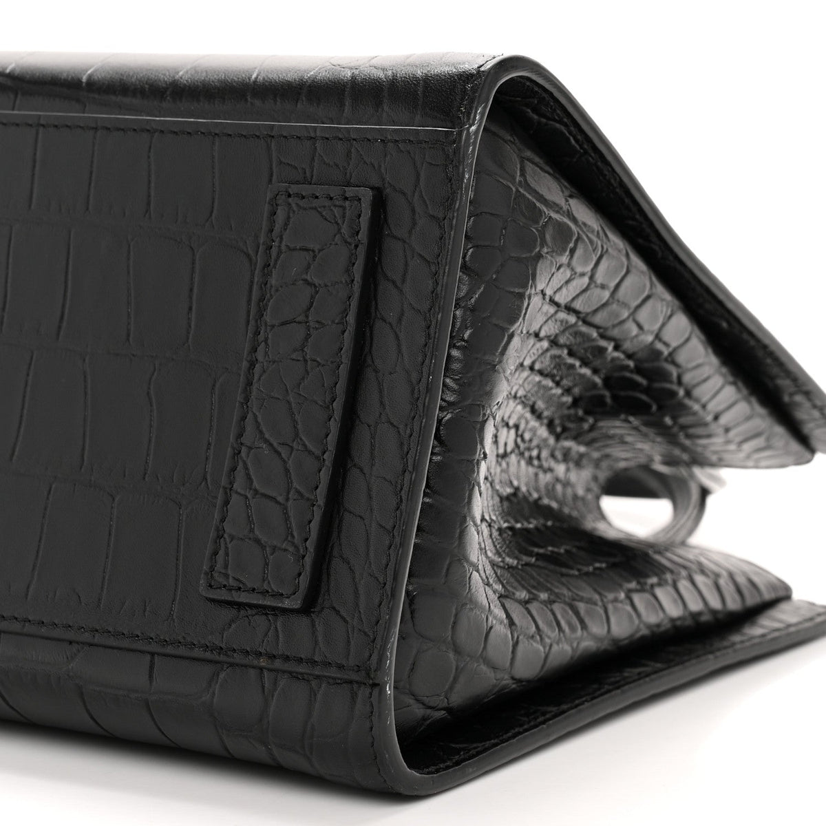 Calfskin Crocodile Embossed Medium Sharp Tote Black