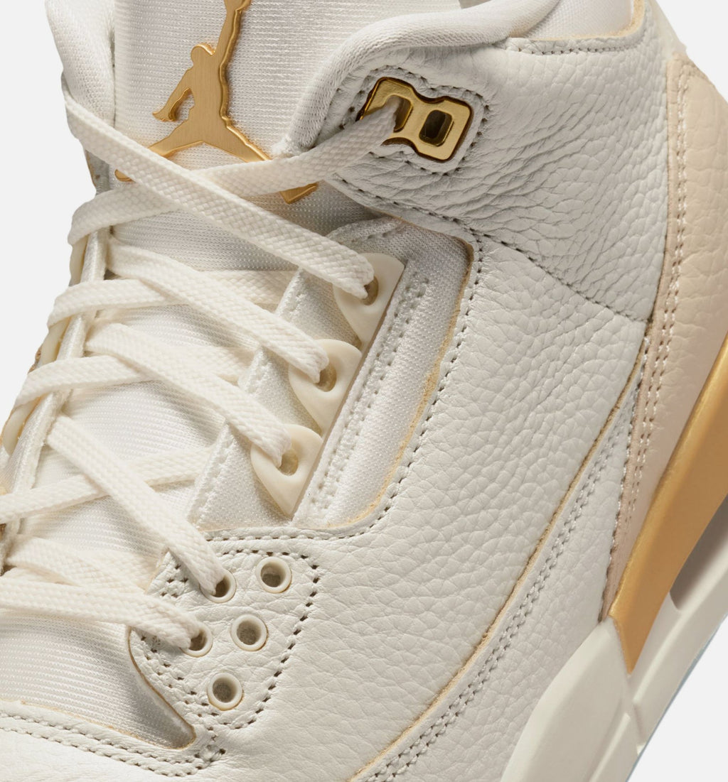 Air Jordan 3 Retro Women's Lifestyle Shoes - Sail/Team Gold/Pale Ivory/Metallic Gold/Ice