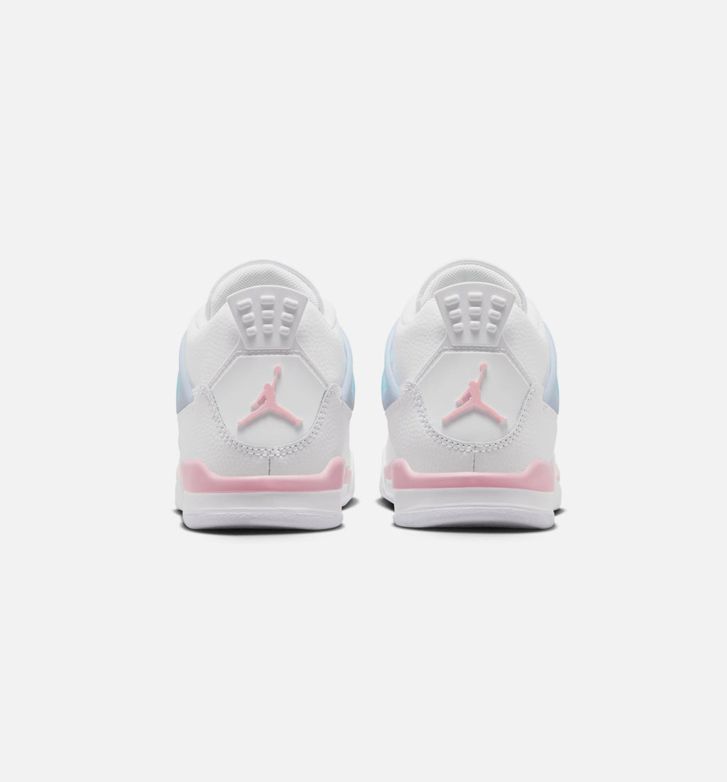 Air Jordan 4 Retro Medium Soft Pink Preschool Lifestyle Shoes - White/Medium Soft Pink/Half Blue