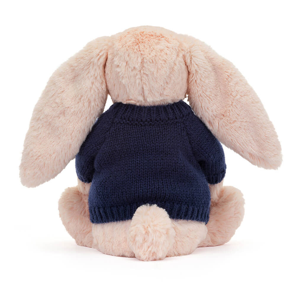 Bashful Blush Bunny with Personalized Navy Jumper
