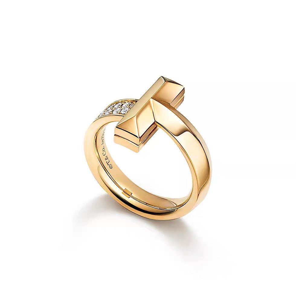 Tiffany Style Knot Cubic Zirconia 18K Gold-Plated Ring