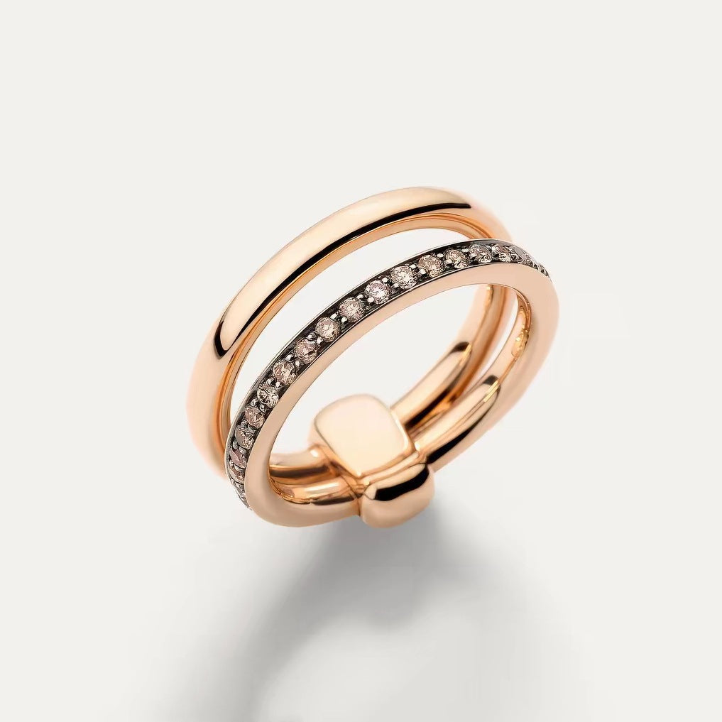 Pomellato Style Pillow Cubic Zirconia 18K Gold-Plated Ring