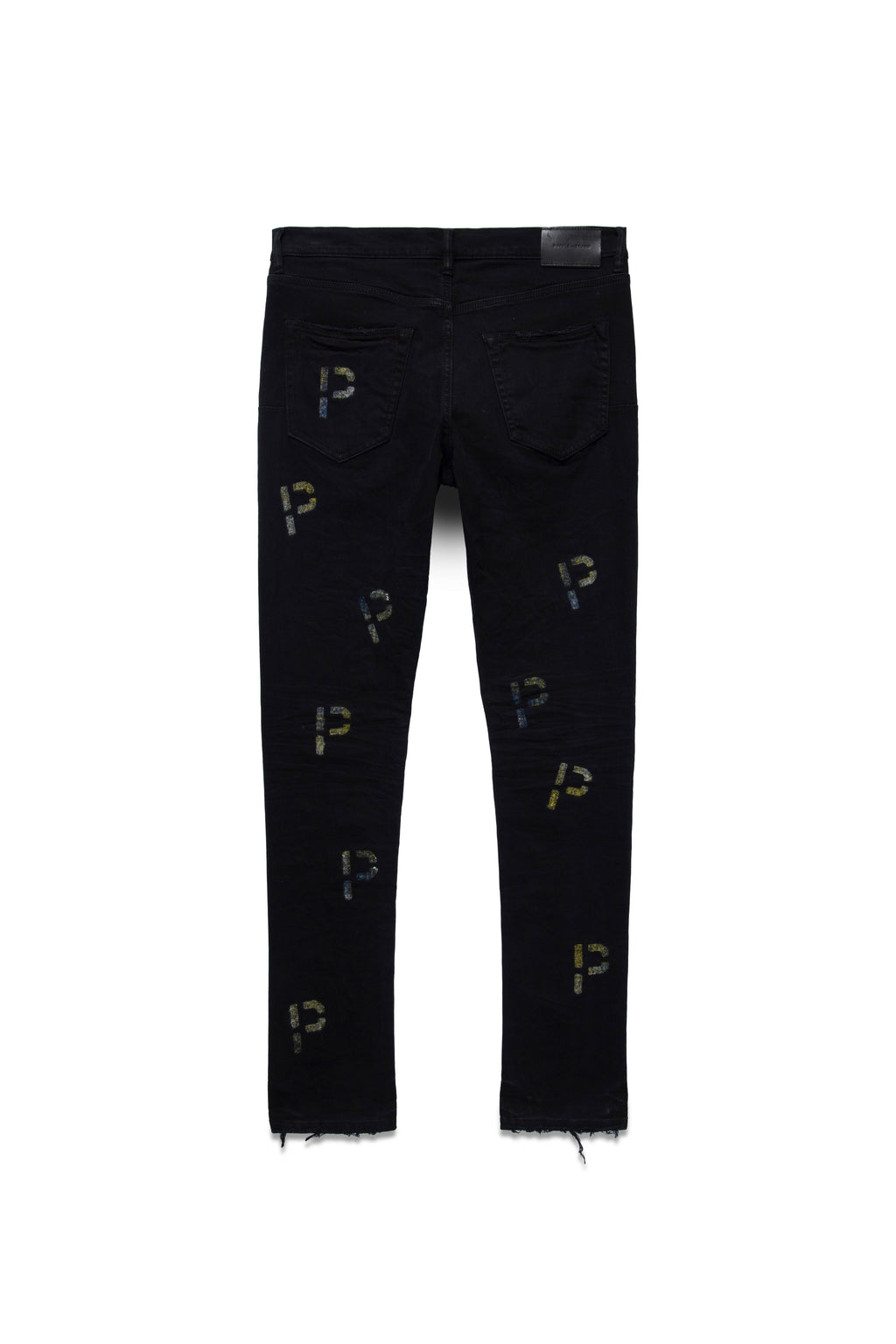 P001 LOW RISE SKINNY JEAN - Black Indigo Embroidery Punch P Plaid