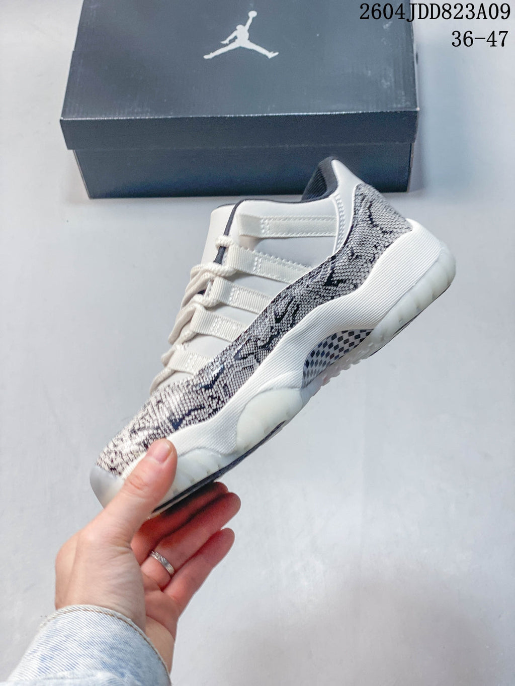Air Jordan 11 Retro White Snakeskin Unisex Sneakers Style 04