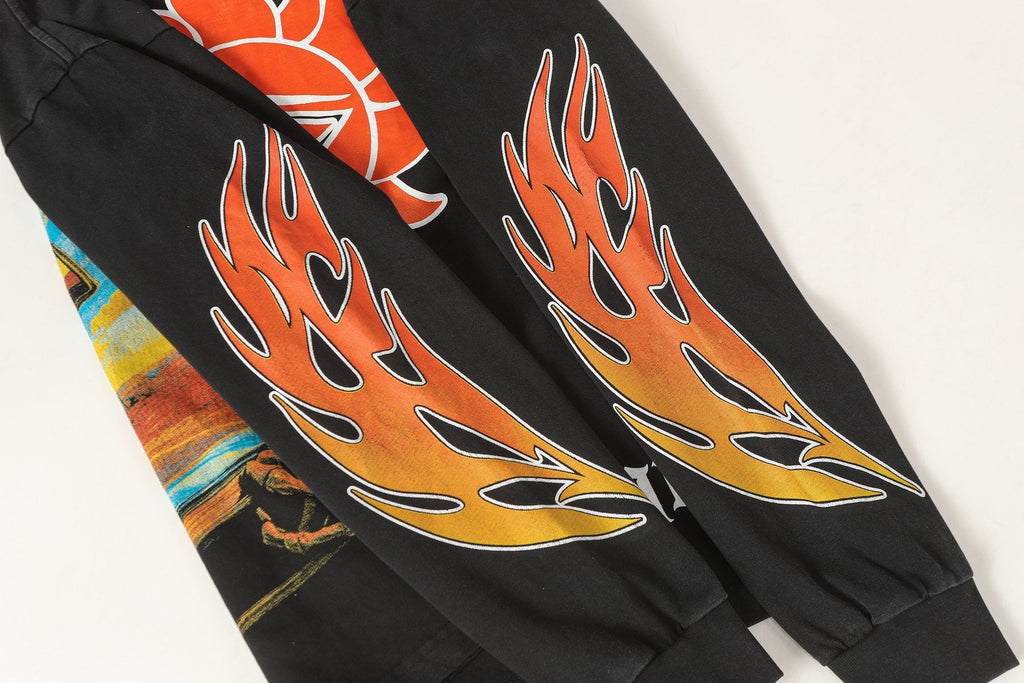 Godspeed Washed Black Flame Graphic Long-Sleeve T-Shirt