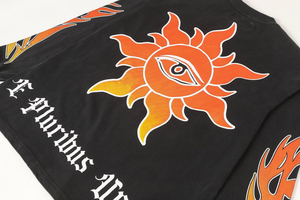 Godspeed Washed Black Flame Graphic Long-Sleeve T-Shirt