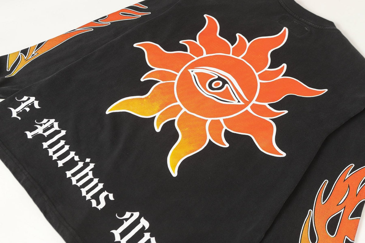 Godspeed Washed Black Flame Graphic Long-Sleeve T-Shirt