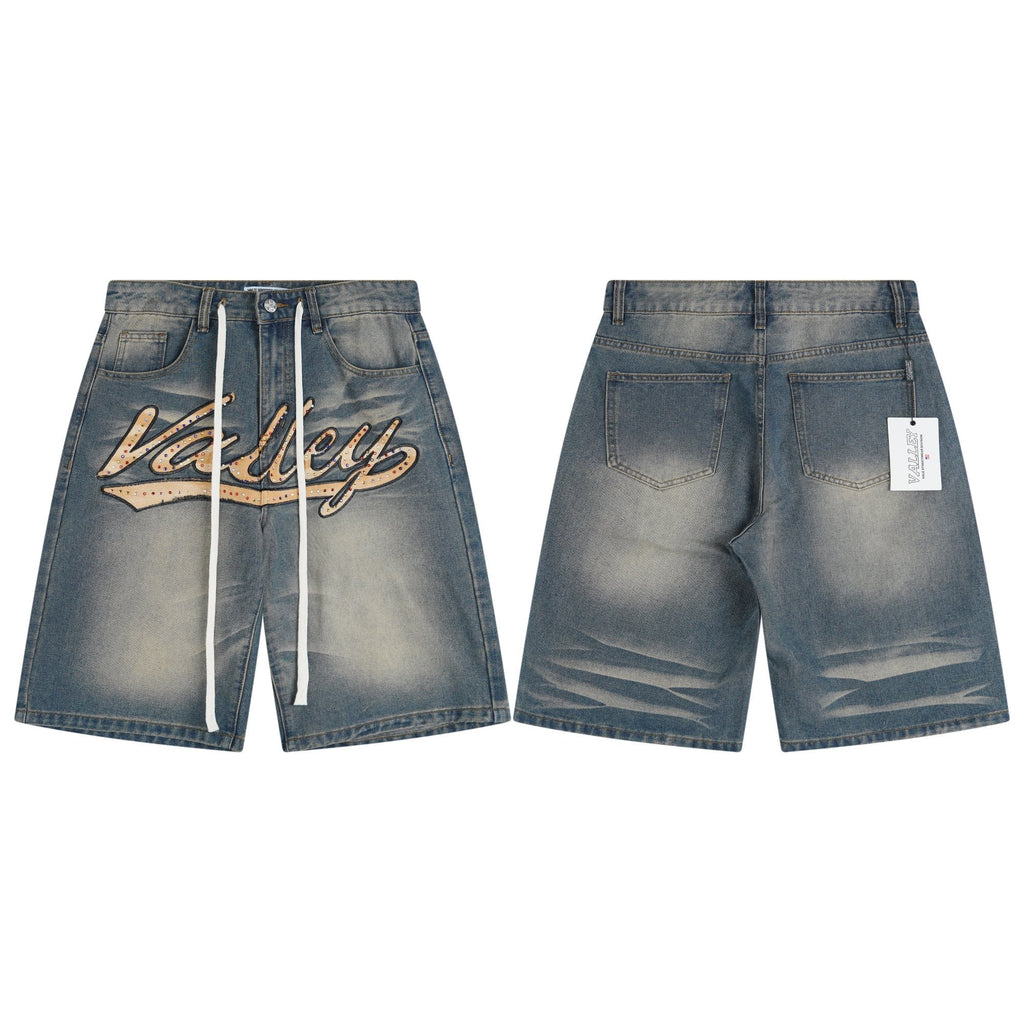 VALLEY Embellished Blue Denim Jorts
