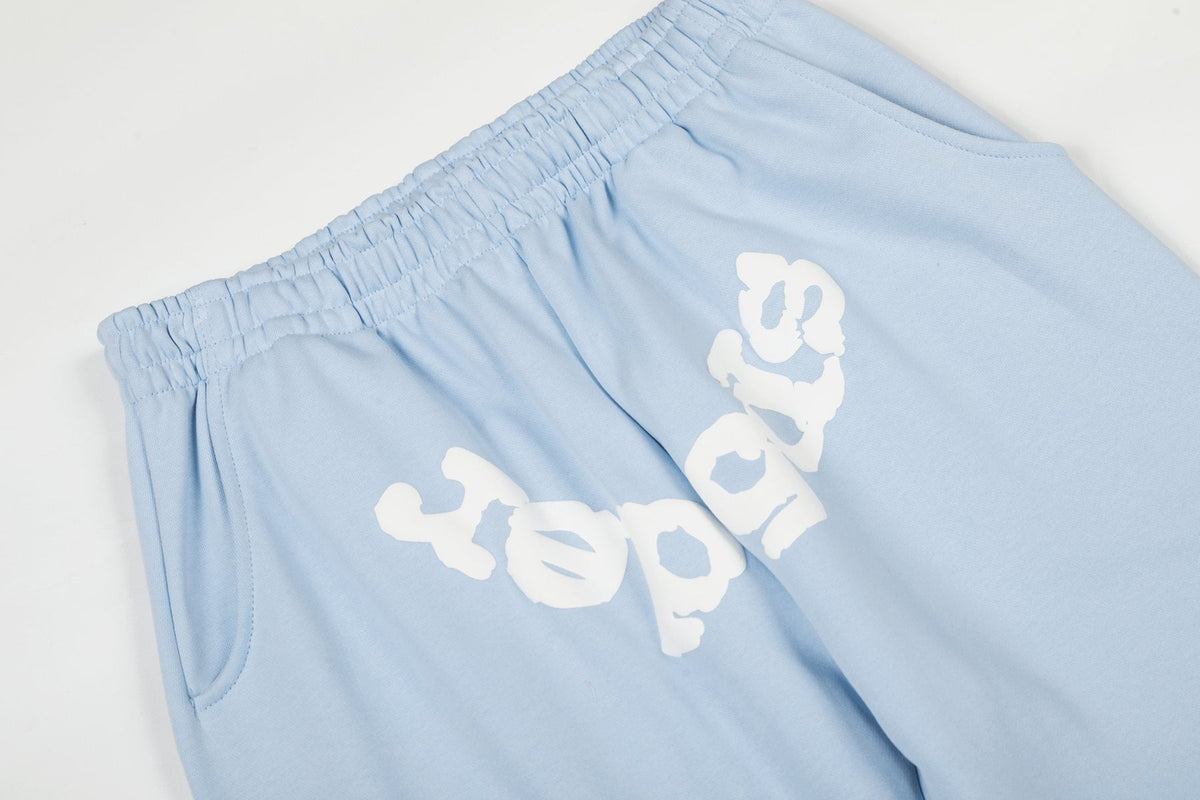 Sp5der Light Blue Spiderweb Hoodie & Sweatpants Matching Set